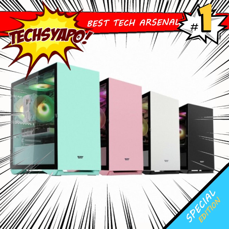 DARKFLASH DLM22 MATX ( BLACK / WHITE / PINK / MINT ) TEMPERED GLASS GAMING  CASE | Shopee Philippines