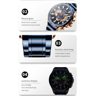Curren Luxury Brand Men's Watch Blue Quartz Wristwatch Sports Chronograph Clock Male Stainless Steel Band Fashion Business 8363 #7