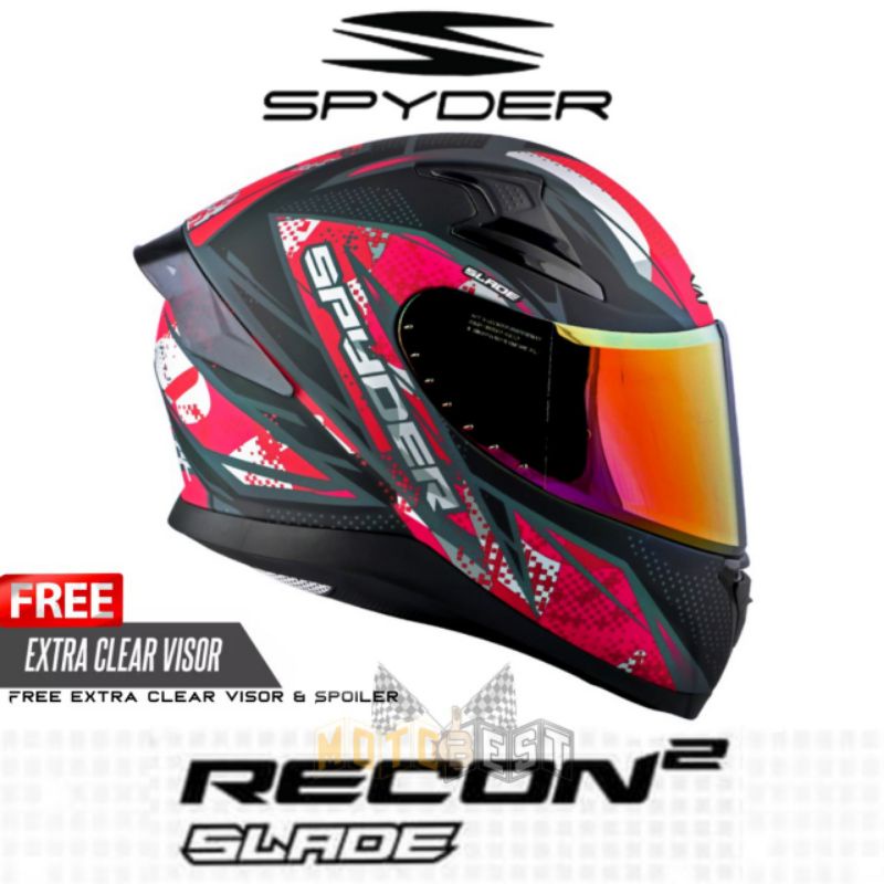 Spyder Recon 2 Slade S6 Fullface Dual Visor Helmet W Free Extra Clear