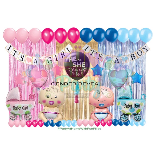 Gender Reveal Party Set Kit Diy Party Decoration Shopee Philippines - house party roblox revealed