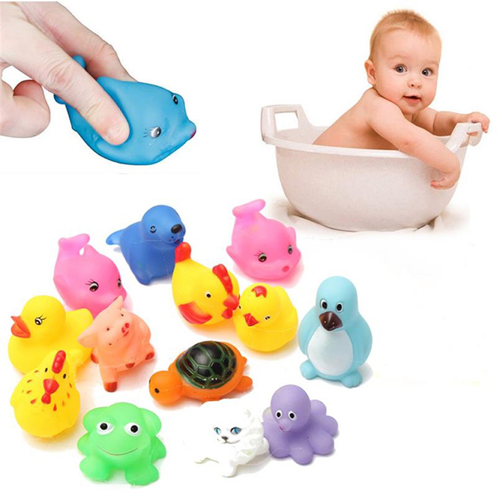 13 x Animal Baby Kids Child Bath Toy Rubber Float Squeeze Sound Wash Bath Swim