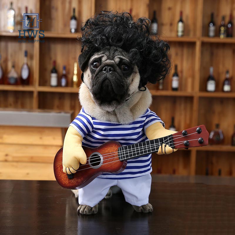 New Pet Guitar Player Dog Costume Dress Up Party Cosplay Clothes For Dogs Cats 