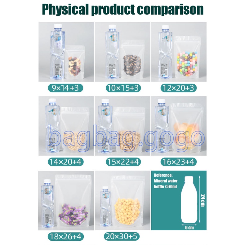 50PCS Frosted plastic food bag waterproof bag moisture proof bag moisture bag laminate bag trinket