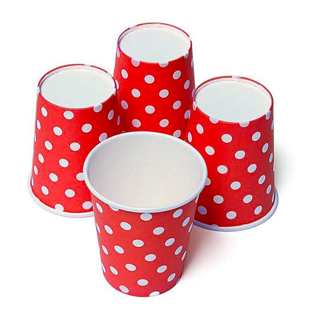 10pcs Red Polka Dot Polkadot Disposable Paper Cups Cup for Red Color ...