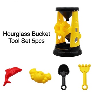 HourGlass Bucket Tool Set (5pcs) (Sensory Play)Summer toys for kids Shovel Spoon for Outdoor Act