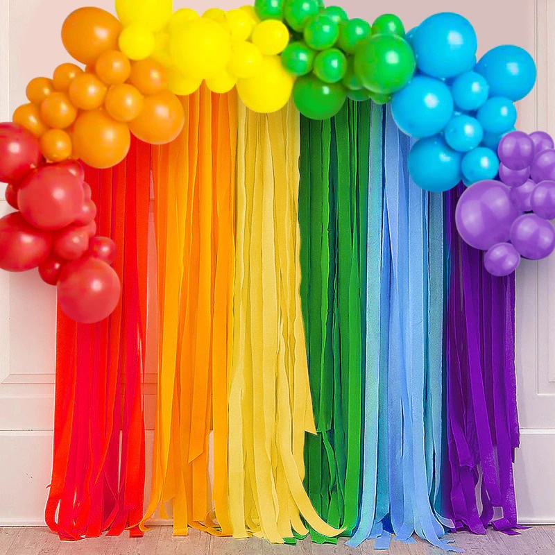 100Pcs Rainbow Balloon Arch Rainbow Birthday Balloons Party Backdrop Crepe  Paper Party Background Curtain Birthday Party | Shopee Philippines