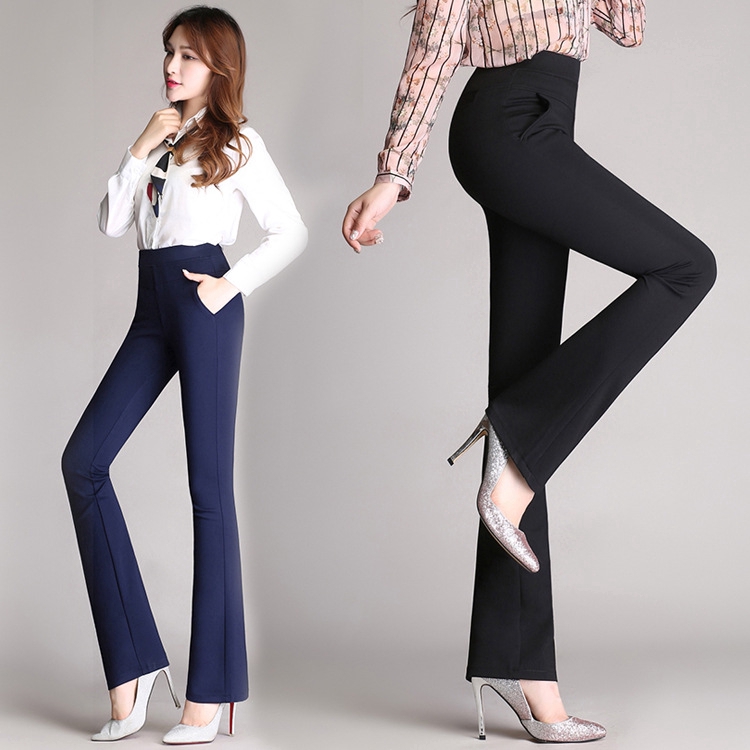 high waisted flare pants black