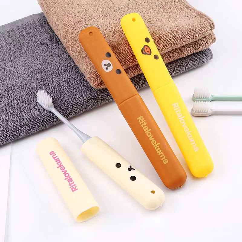 Cute cartoon bright color solo toothbrush holder portable for travel use tooth brush case