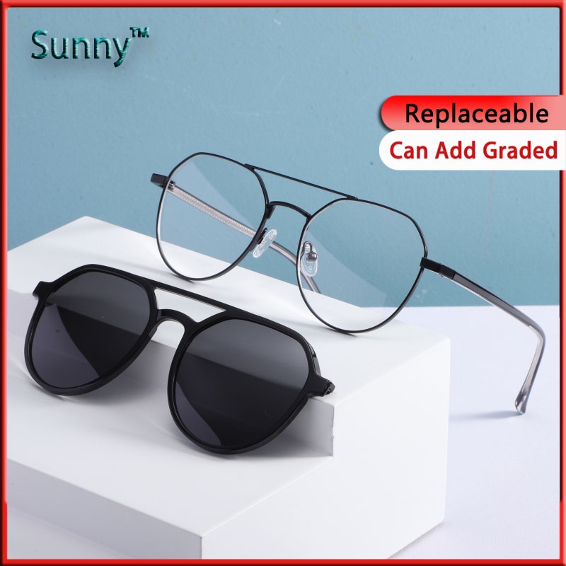 Clip On SunGlasses For Women Men Retro TR90 Iron Frame AntiUV400