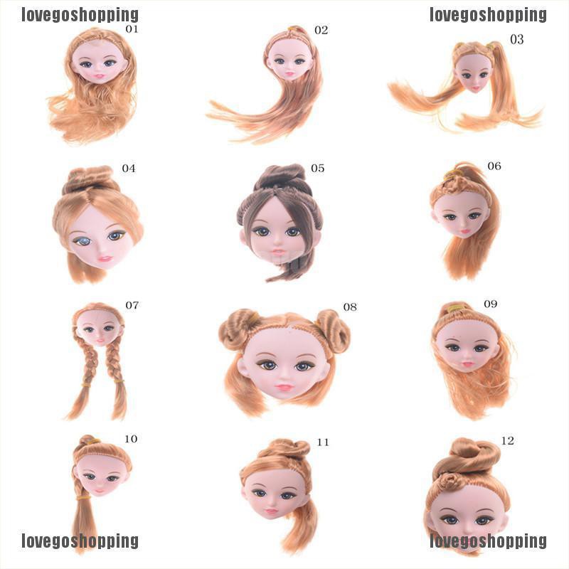 Lov Barbie Doll Head With Colorized Straight Hair Various