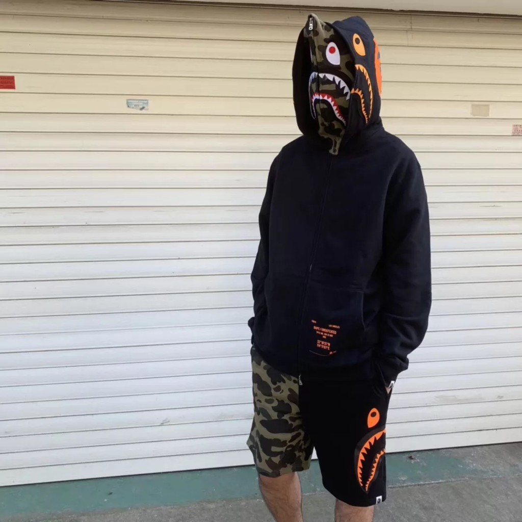 bape x undefeated double shark hoodie