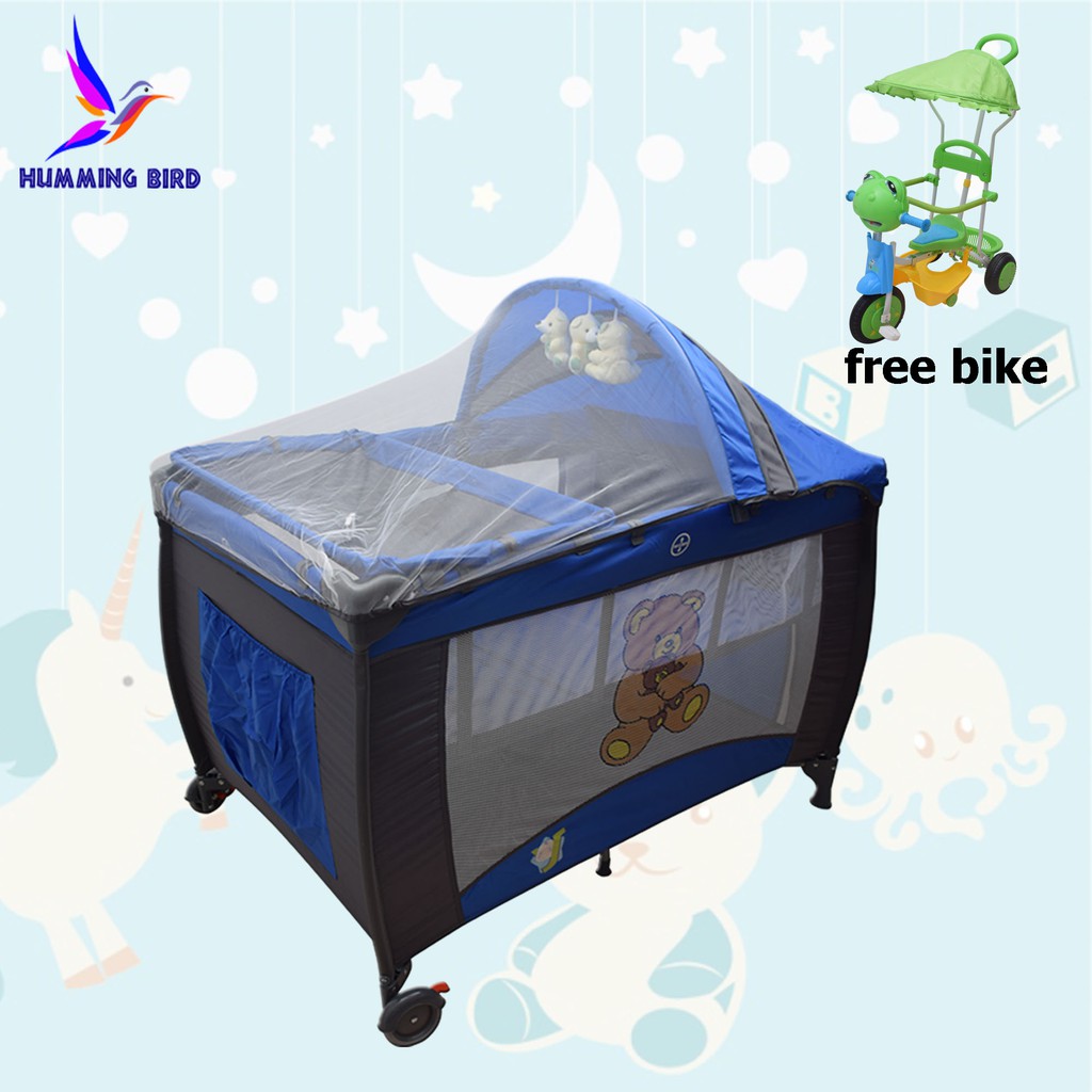 Hummingbird 704 Baby Infant Crib Nursery Playpen With Mosquito Net