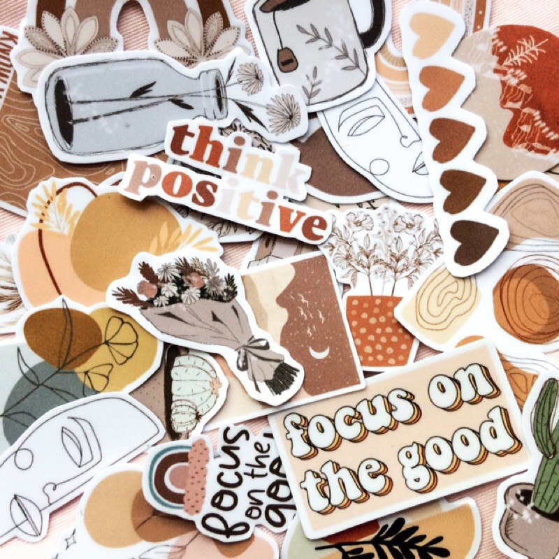 25 pcs boho minimalist cute aesthetic stickers stationary journaling