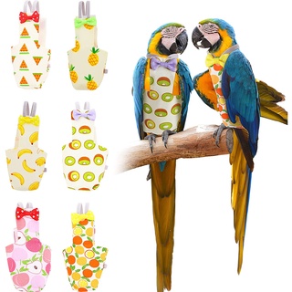 Fruit Style Bird Diaper Washable Parrot Diapers Reusable Bird Flight Suit Diaper Waterproof Inner Layer Protective Parrot Nappy Clothes for Parakeet Parrot Mini Macaw Budgie Canary