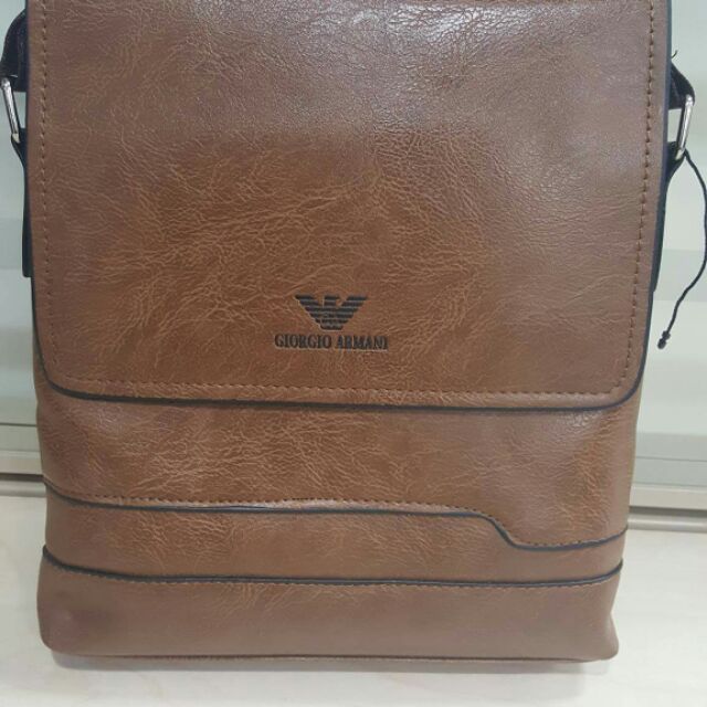 giorgio armani leather man bag