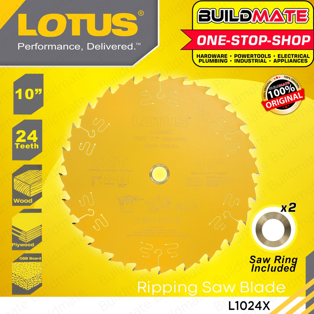 Lotus X1 Ripping Wood Table Saw Blade Diablo Style 10 Inch x 24T Circular Saw L1024X •BUILDMATE