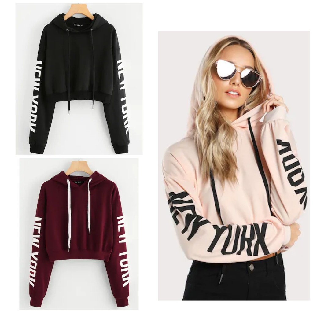jaket crop hoodie