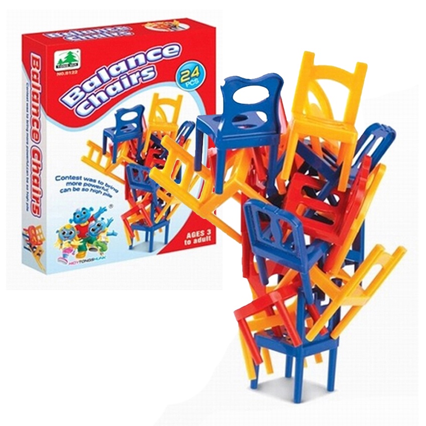 Balance Chair 24pcs Stacking Chair Plastic Game Set Kids Educational Balancing Chair Game Toys