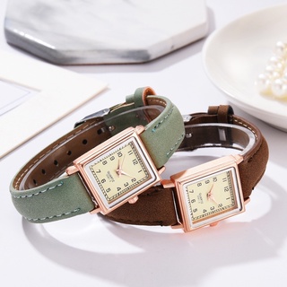 Vintage Small Square Dail Leather Watch Women Wristwatch Casual Fashion Relo COD