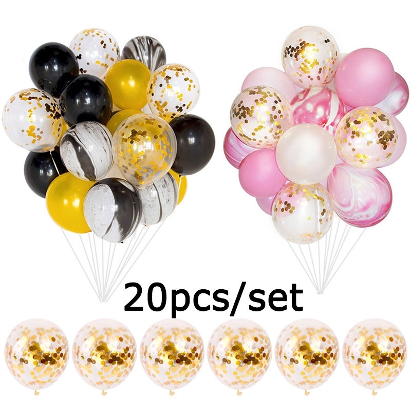 20pcs Set Fashion Glitter Confetti Foil Balloon Larger Gold Pink Balloons For Birthday Dinner Party Baby Shower Decoration Shopee Philippines