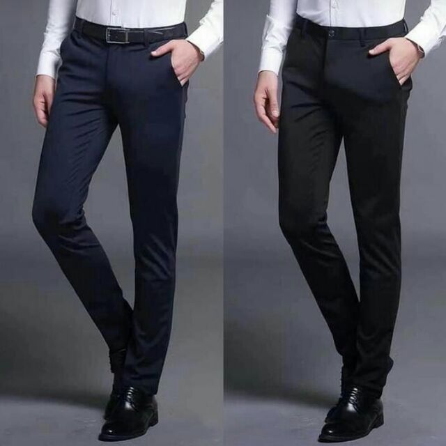 Slacks for Men Semi Skinny Type Pants Black & Navy Blue | Shopee ...