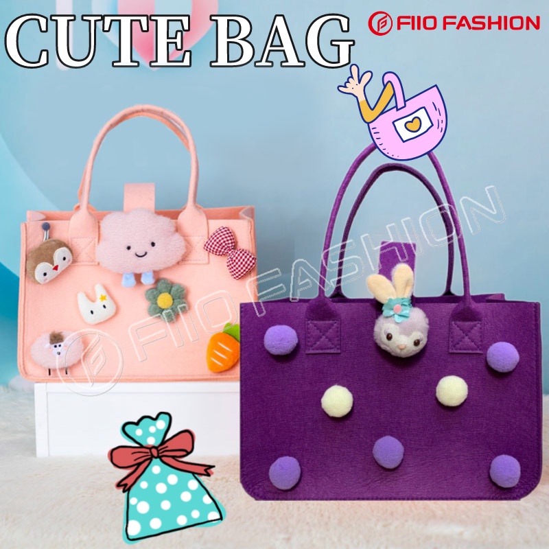 Women Tote Bags Korean Multicolour Felt Bag Cartoon Doll High Quality Hand Bag Travel Casual Bags #5