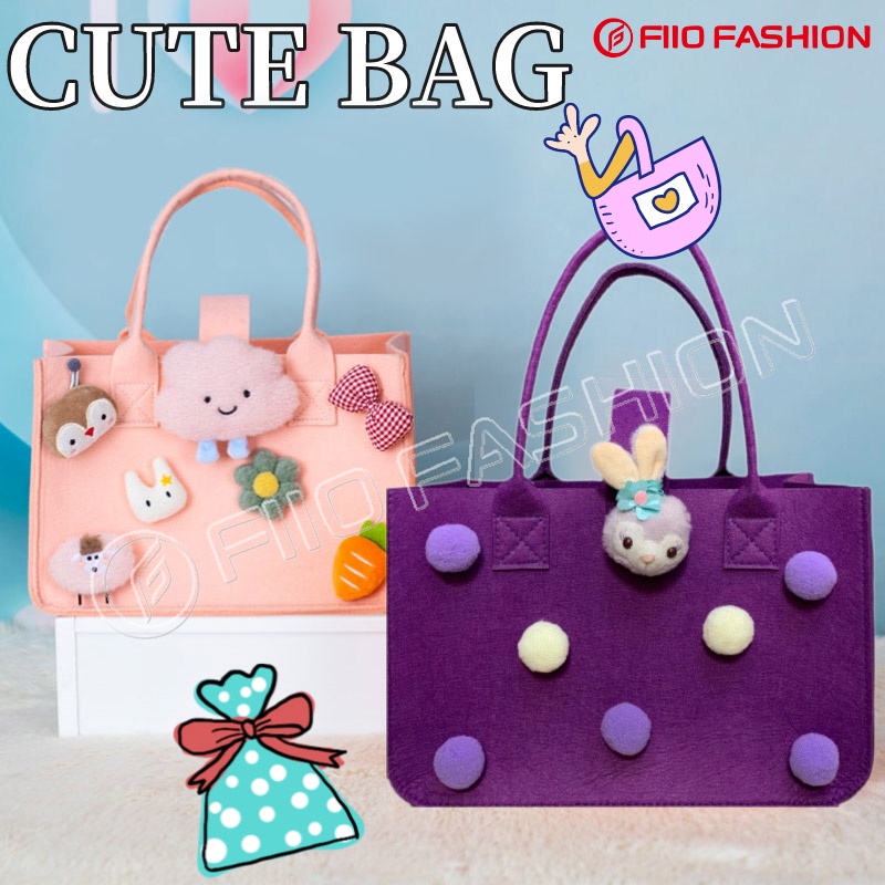 women-tote-bags-korean-multicolour-felt-bag-cartoon-doll-high-quality