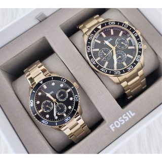 Fossil BQ2643SET His and Her Multifunction Gold-Tone Stainless Steel ...