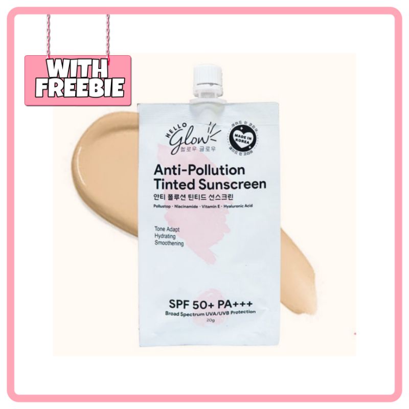 HELLO GLOW AntiPollution Tinted Sunscreen SPF50+ PA+++ 20g Shopee
