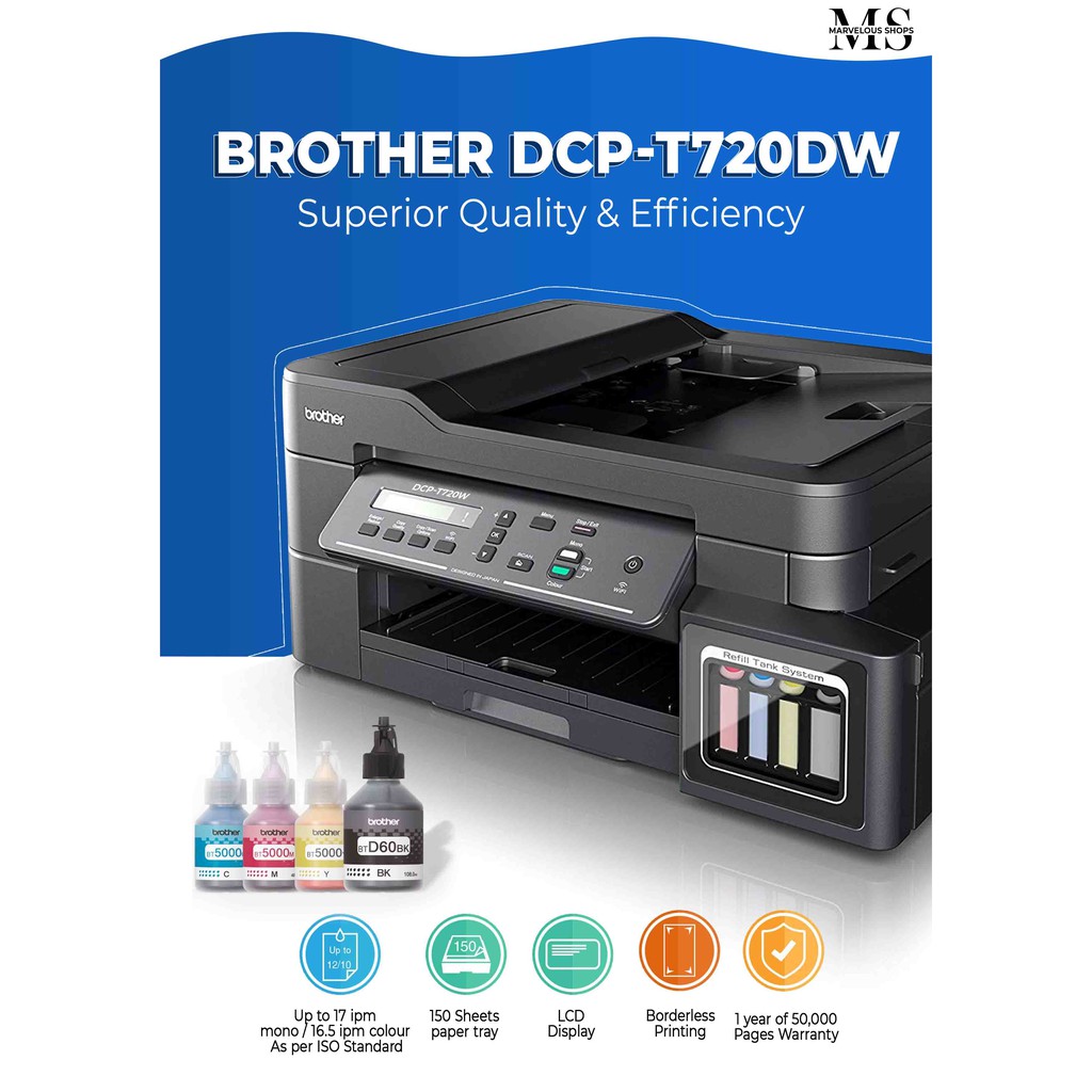 Ber2 immediate shipment brother dcp t720dw inkbenefit tank printer 