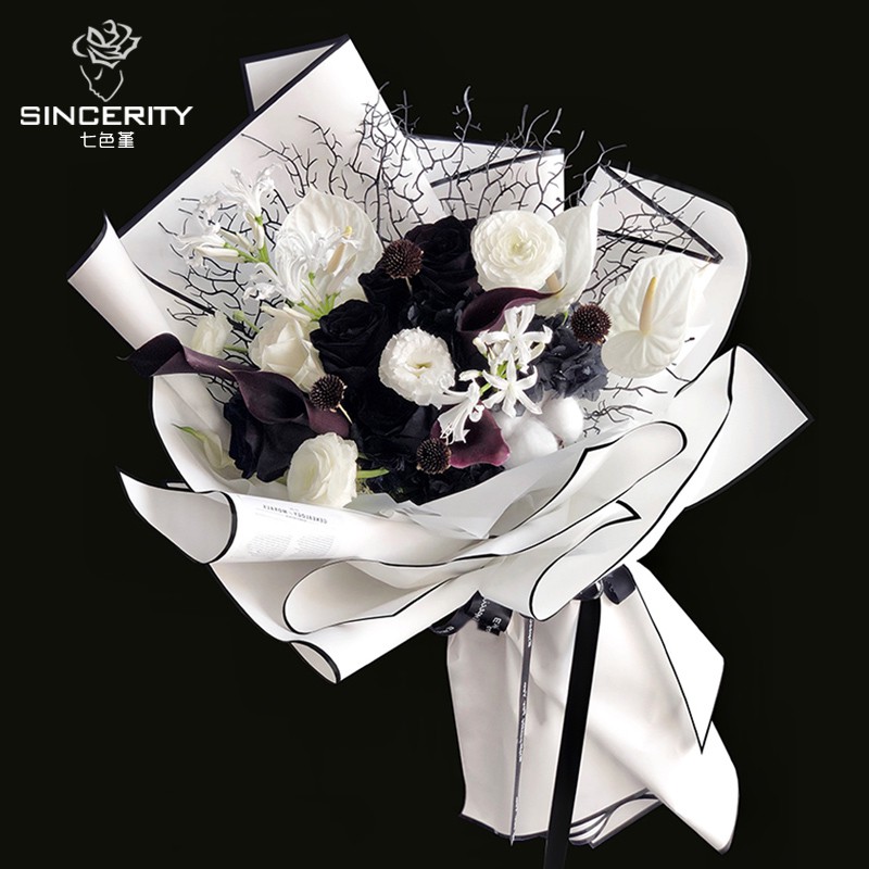 Black And White Flower Bouquet Paper Wrap Shopee Philippines