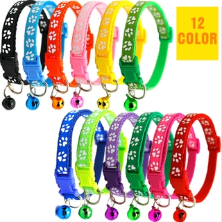 Adjustable PET COLLAR with Bell Dog Print Safety Buckle Puppy Necklace Accessories for Cat Dog Pet Fashion Collar