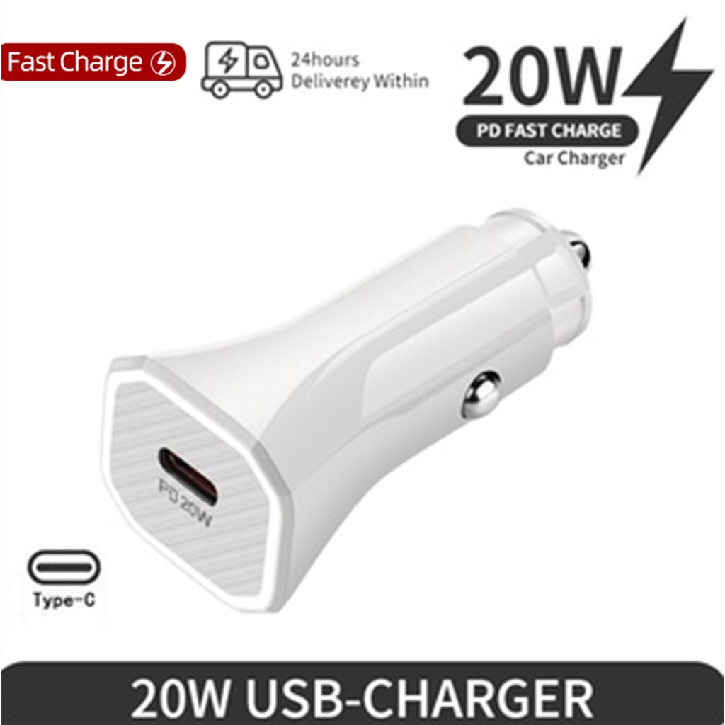Car Fast Charger 20W PD Car Charger Kit with Type C Cable For iPhone 13
