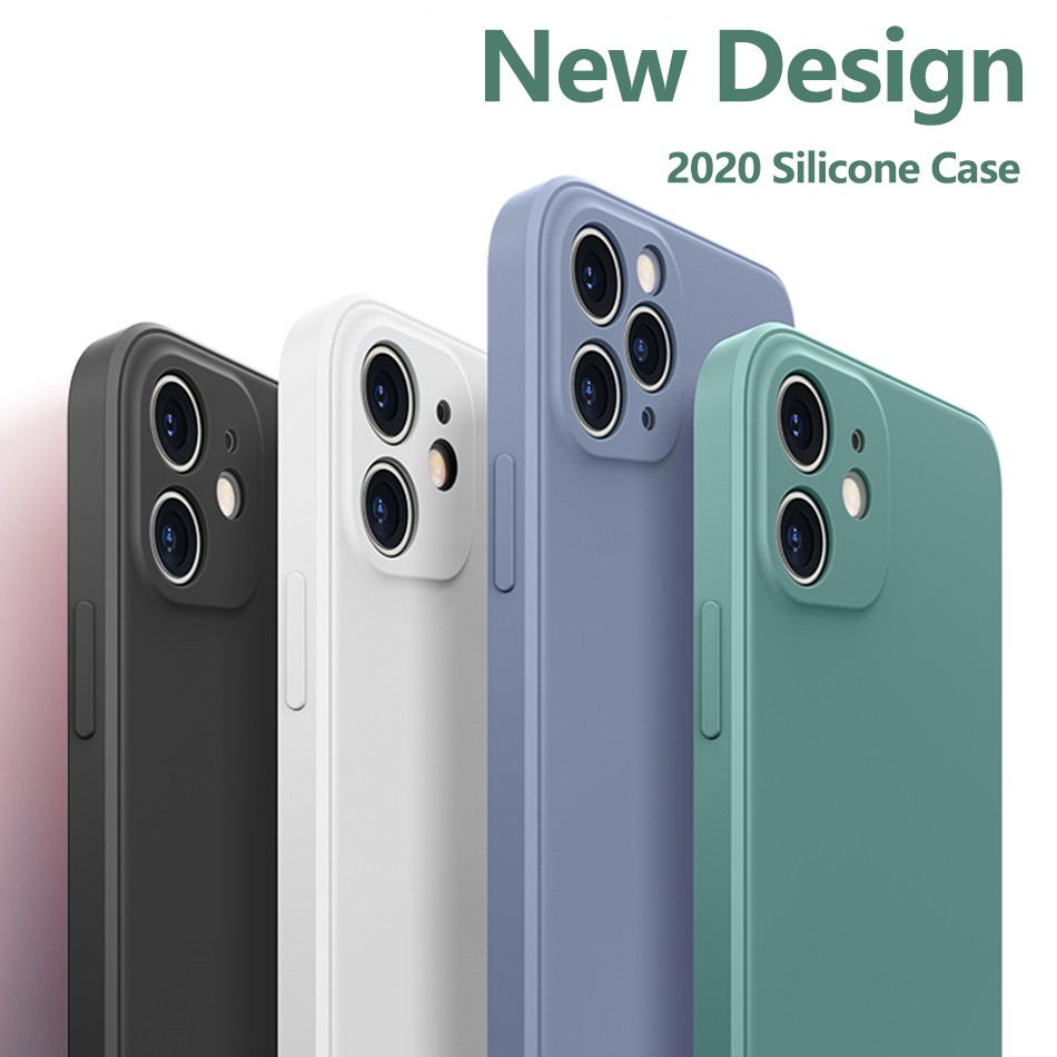 Classic Square Edge Soft Liquid Silicone Case For Iphone X Xr Xs 11 12 13 Pro Max Case Solid Color Phone Cover Shopee Philippines