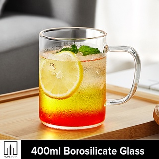 Home Zania 400ml Clear Borosilicate Glass Coffee Cups Lead-Free Drinking Glasses Large Tea Cup