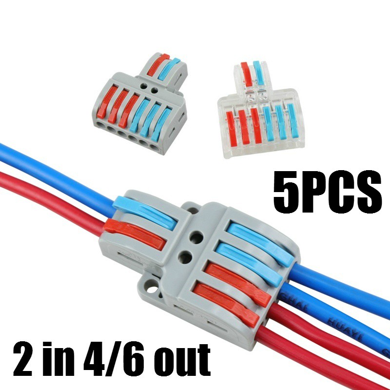 5PCS Wire Connector 2 In 4/6 Out Wire Splitter Terminal LT-422 623 ...