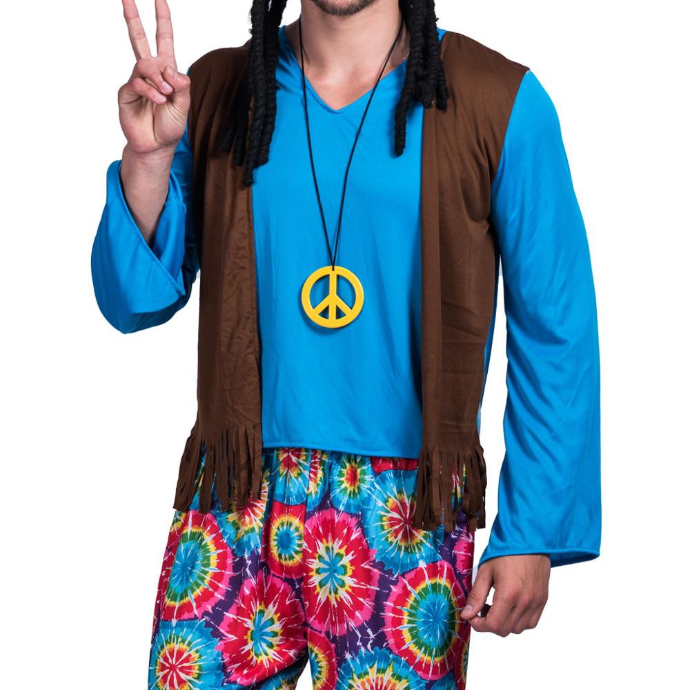 COD Adlut Halloween Costume Men Retro Hippie Love Peace Beatles Cosplay Party Performance Outfit D