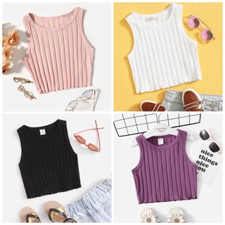 Girls Lettuce Trim Rib Knit Tank Top for 7Y-12Y Old