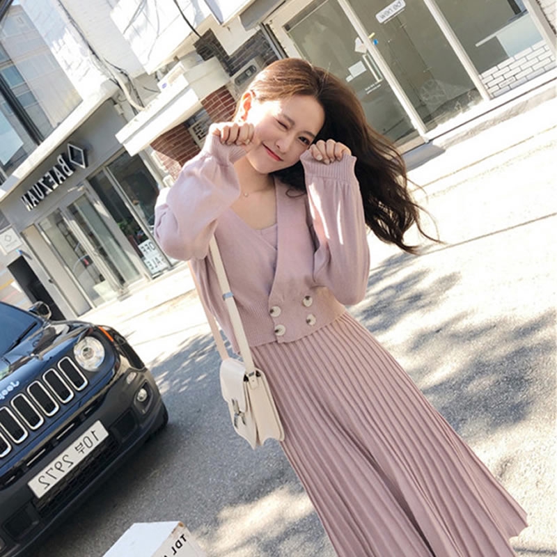 knitted dress and cardigan set