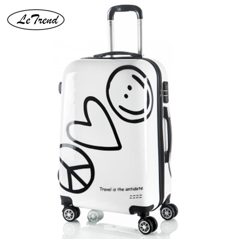 LeTrend Korean Cute Rolling Luggage Spinner Cartoon Password Suitcase ...