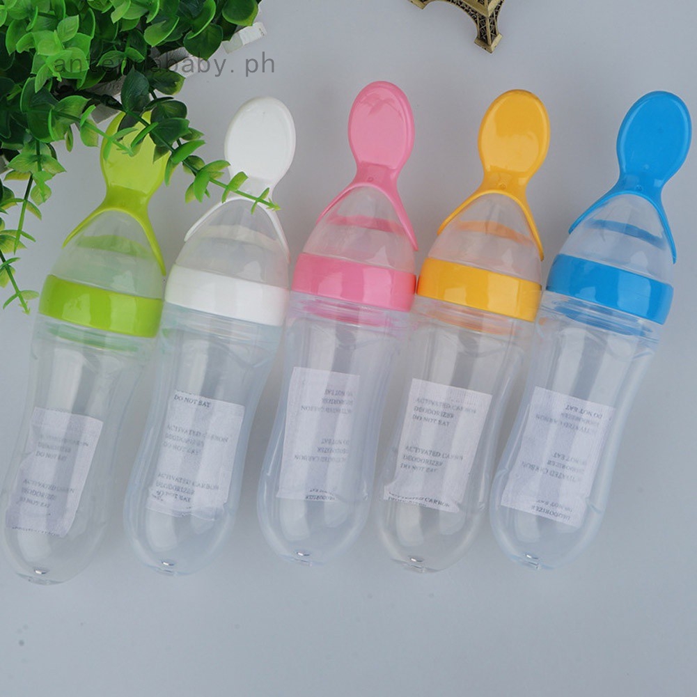 90ml Feeding Bottle Silicone Squeeze Baby Food Dispensing Spoon