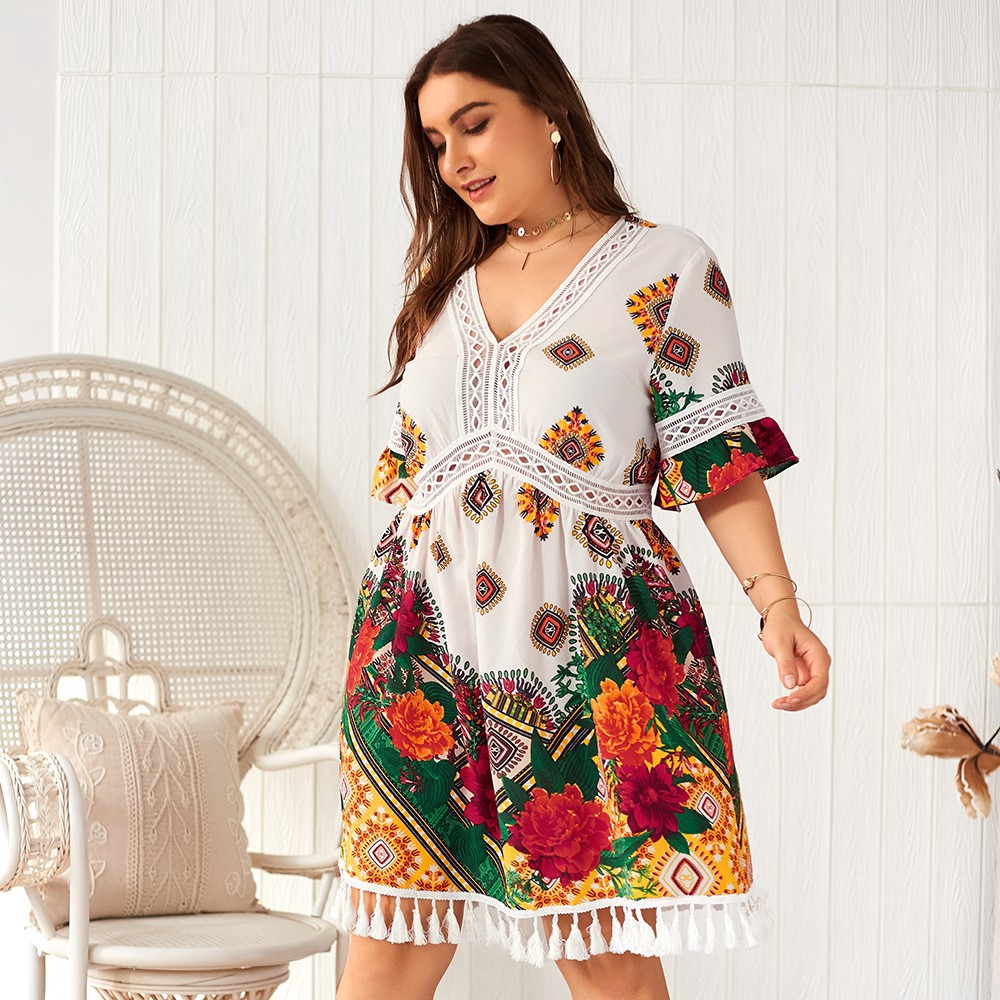 white floral beach dress