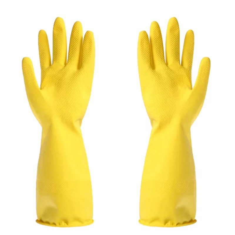 Yellow Rubber Latex Long Gloves 