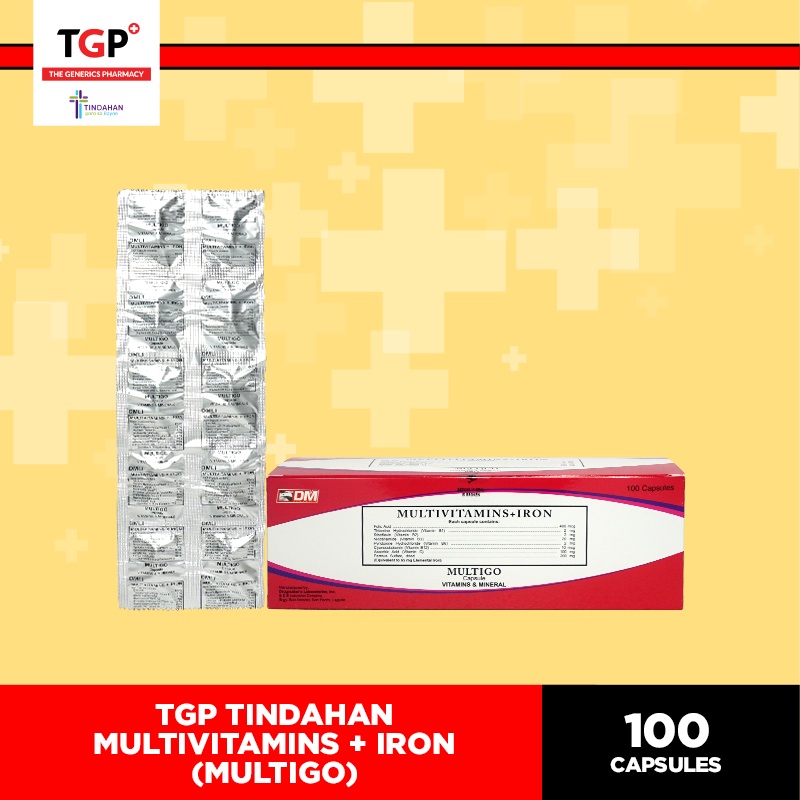 TGP Tindahan Multivitamins + Iron (MULTIGO)- 100 Capsules (Protection ...