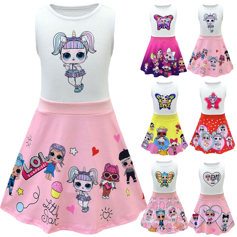 Kids Girls Lol Surprise Dolls Dress Slim A Line Birthday Party Dresses 3-10Years 