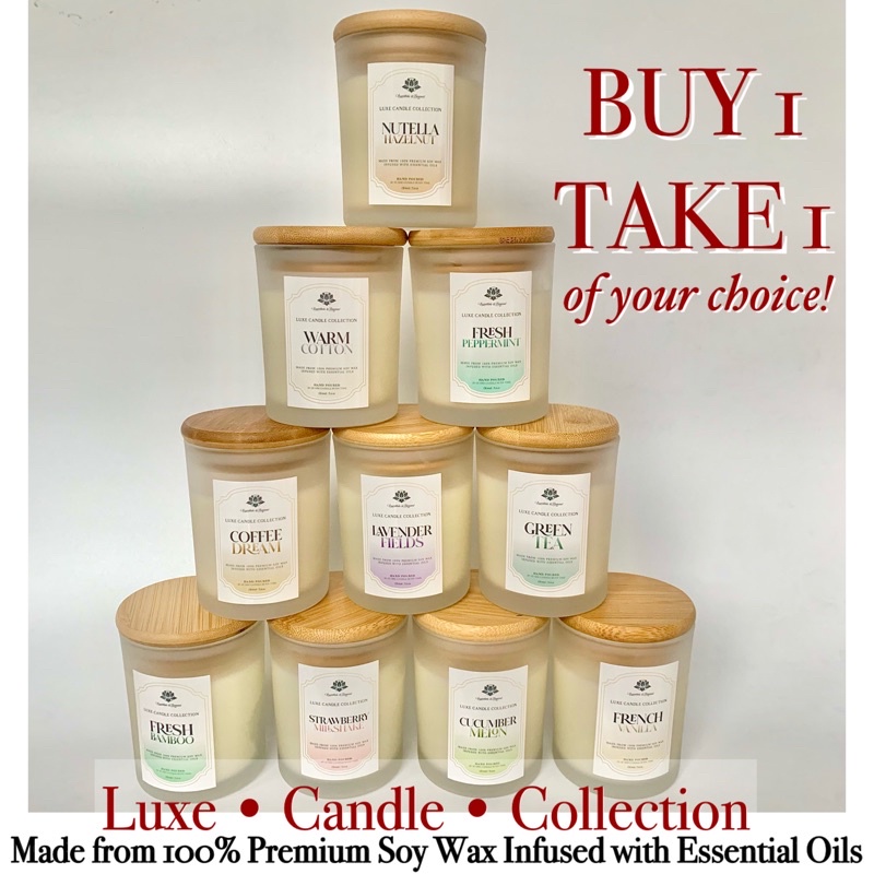 BUY 1 TAKE 1 of Your Choice E&B Luxe Candle Collection Premium Soy