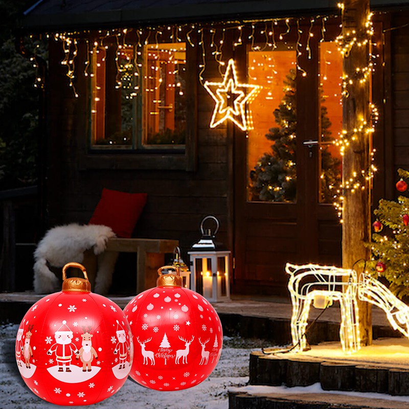 Light Up Inflatable Christmas Ball, Pvc Christmas Inflatable Decor With