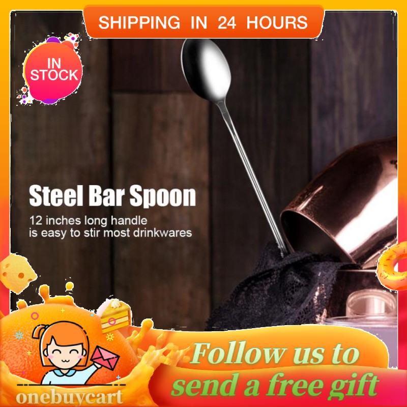 Teardrop Cocktail Mixing Cocktail Stirrer Tea Milk Spoon with 12 Inch Long Hanlde for Home Cafe Bar Stainless Steel Bar Spoon 