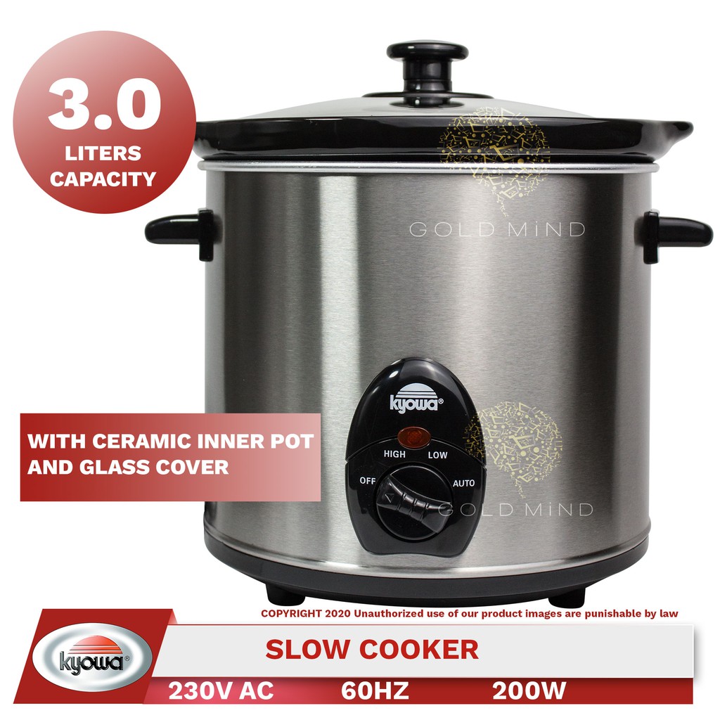 Kyowa Slow Cooker 3L Capacity 200W Round Ceramic Inner Pot And Glass