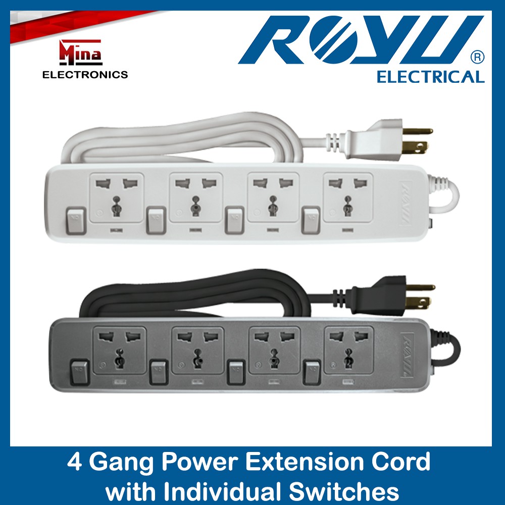 Royu REDEC704 Power Extension Cord Overload and Surge Protected 4